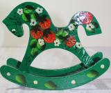 Handmade, hand painted, wooden toy horse (green)