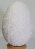 Ukrainian Etched Pysanka White Goose Easter Egg