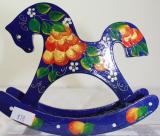 Handmade, hand painted, wooden toy horse (blue) 