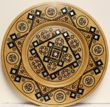Hutsul style Plate,Hand made,Wood,Inlaid