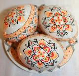 3 Wooden Ukrainian Handpainted easter Eggs on Plate,hand painted Ukrainian Pysanky eggs with the same plate